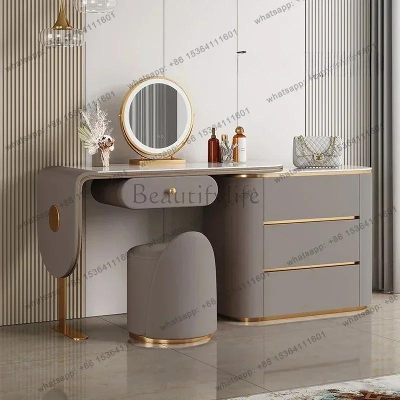 

X4 Mirror Lights Chair Vanity Table Stool Bedroom Makeup Modern Luxury Dressing Table Storage Drawer Penteadeira Quarto Furnitur