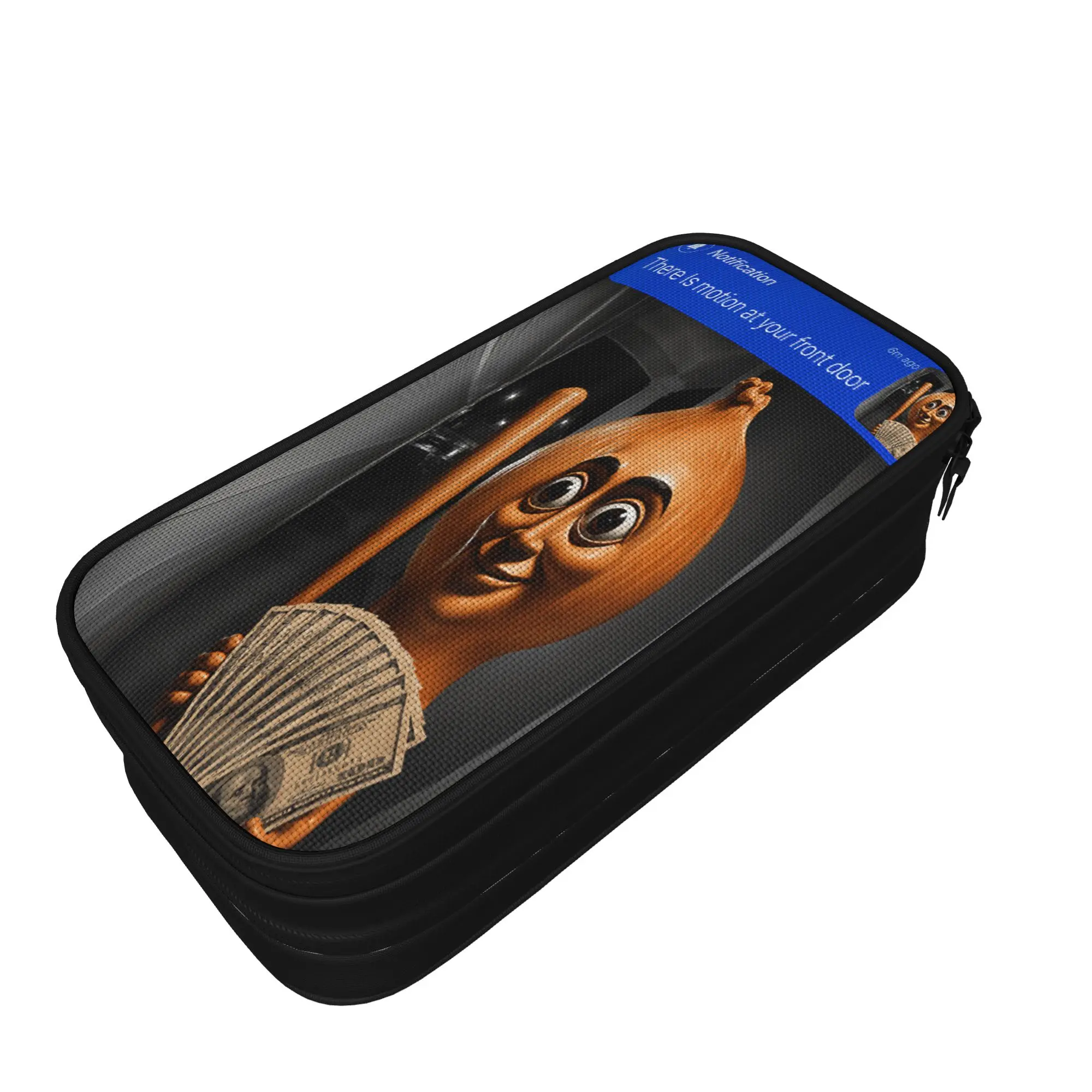 There is Motion at Your Front Door Onion Tung Sahur Pencil Case Portable Pencil Bag Girls Boys Canvas Kawaii School Pencil Cases