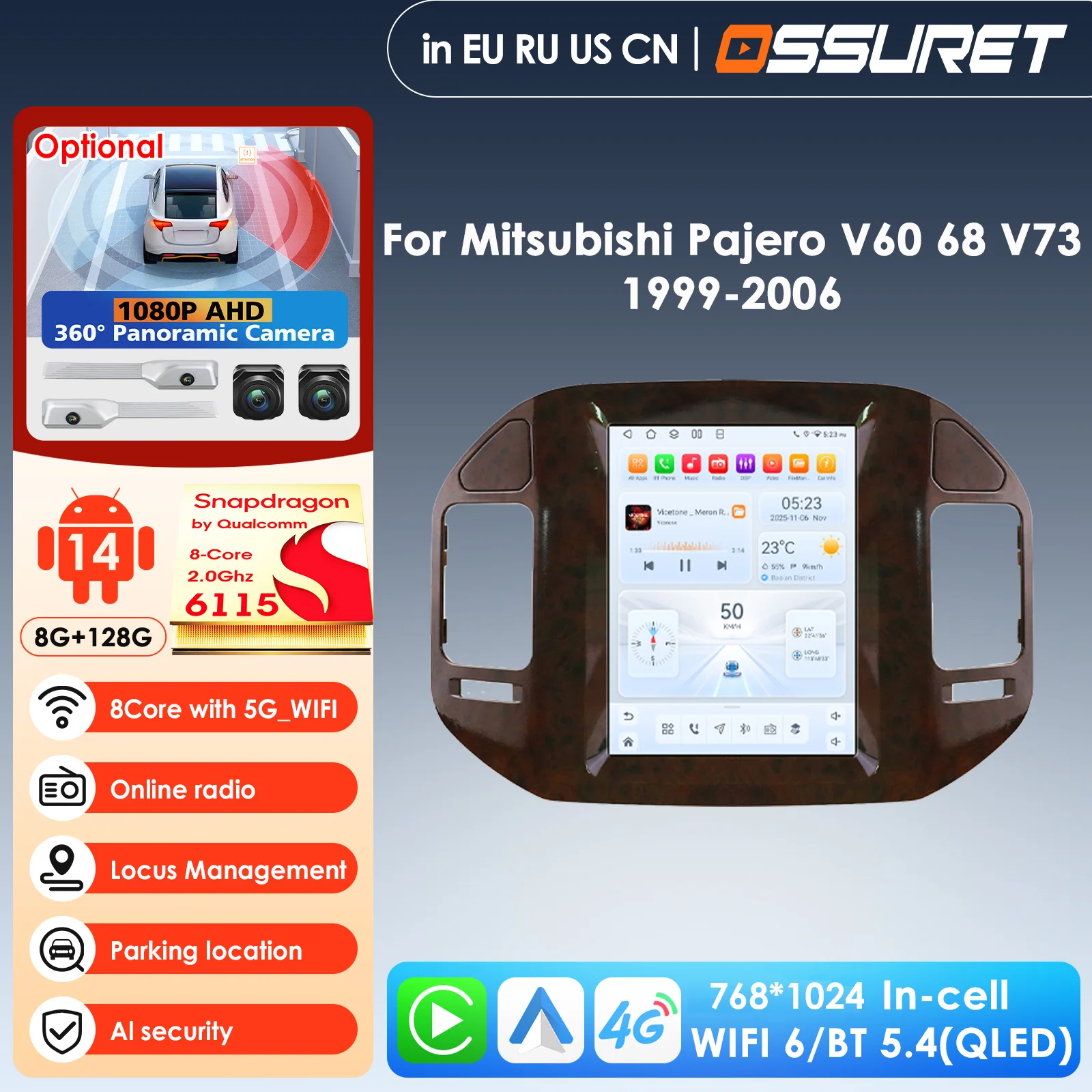 

9.7 AI Intelligent Player Android Car Radio for Mitsubishi Pajero V60 V68 V73 1999-2006 Carplay Auto 4G GPS Autoradio