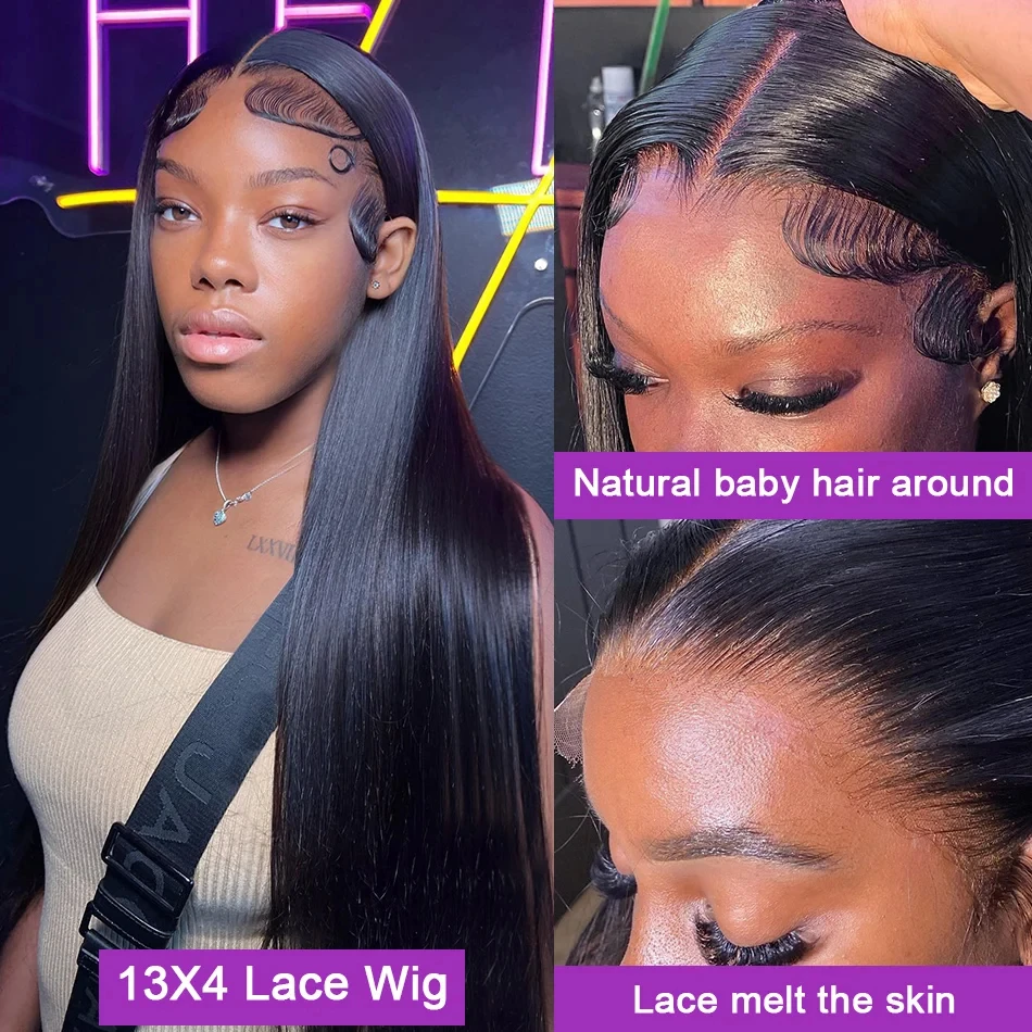 4x4 5x5 Closure Straight Wig 40 Inch Human Hair Wigs Straight Lace Front Wigs For Women13x4 Hd Transparent Frontal Wig On Sale