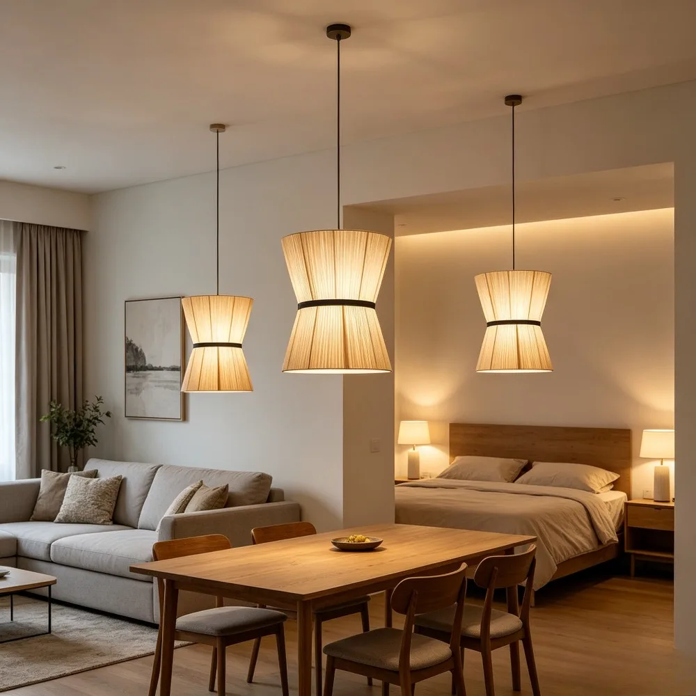 Modern Japanese Wabi Sabi Fabric Chandelier Living Dining Bedroom Nordic Decoration Home Pendant