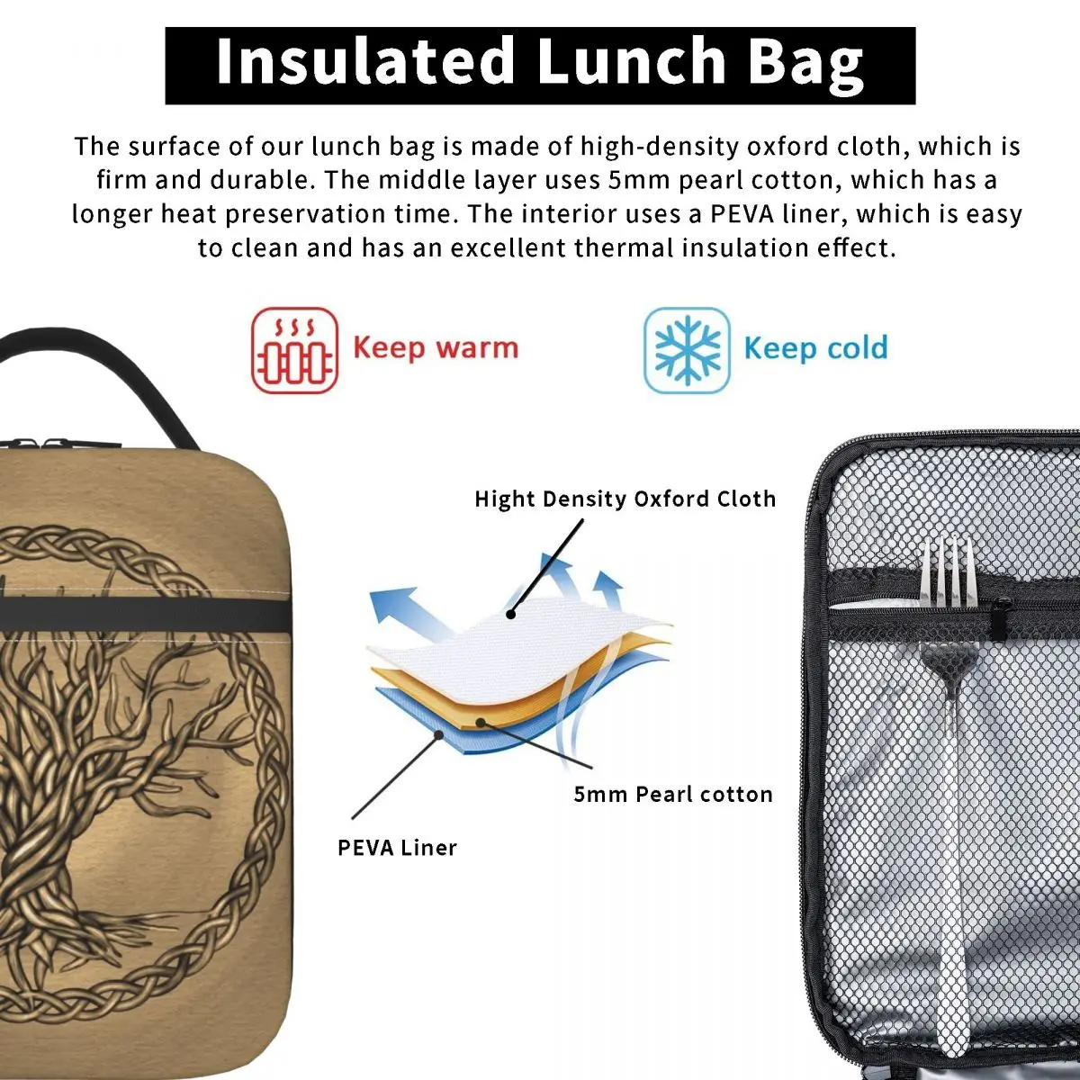 Custom Tree Of Life Sepia Lunch Bag Women Cooler Warm Insulated Lunch Box for Student School