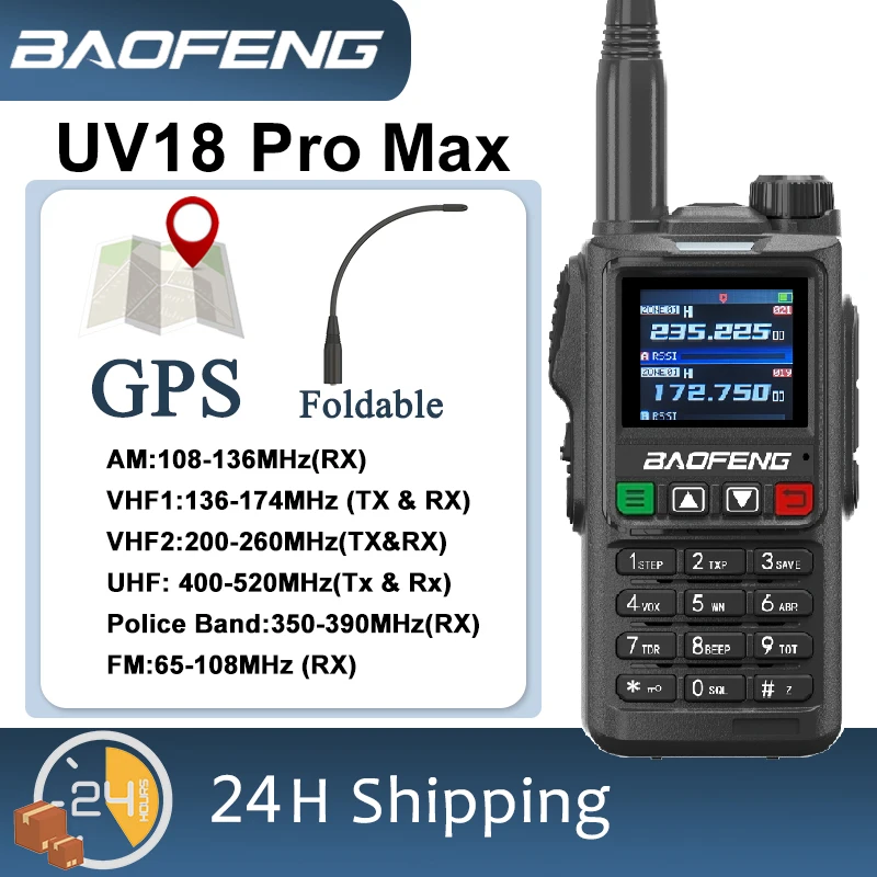 Baofeng UV18 Pro Max GPS Walkie Talkie UHF VHF FM Air Band 108-136MHz Six-Band Long Standby UV-18 Pro max Radio Upgrade UV17 Pro