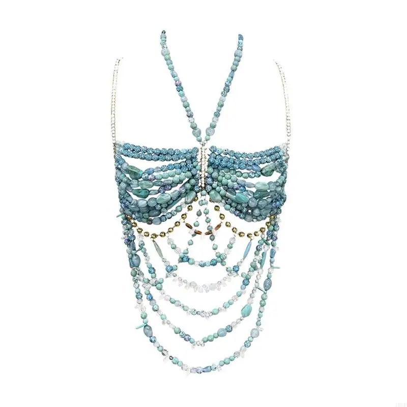 Sleeveless Acrylic Beaded Fringe Tassels Top Summer Casual Party Outfit Music Festival Body Chain Camisole for Women 