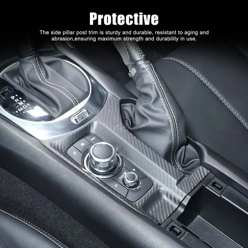 

For Fiat 124 for Abarth 124 Carbon Fiber Center Control Gear Shift Panel Multimedia Panel Cover Steering Wheel Frame Car Sticker