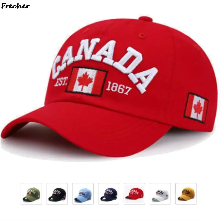 Sports Casual Golf Caps Tennis Casquette Washed Cotton Snapback Hat CANADA Embroidery Baseball Cap Men Women Fashion Flag Hats