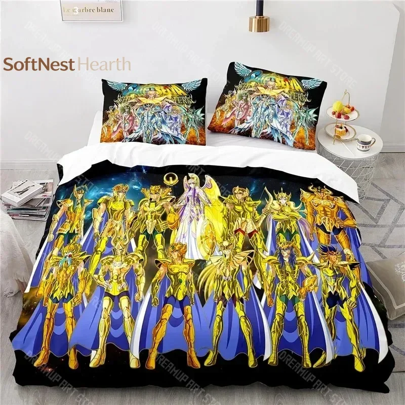 2026 Anime Cartoon 3d Saint Seiya Printed Bedding Set Duvet Cover Pillowcase Adult Kids Comforter Cover Set Twin Full Queen King