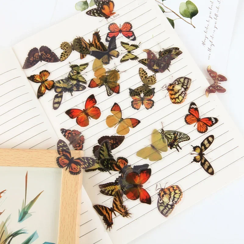 40 Pcs Elegant Butterfly Stickers PET Transparent Decorative Decals For Phone Laptop Waterbottle Planner Diary Journal Scrapbook