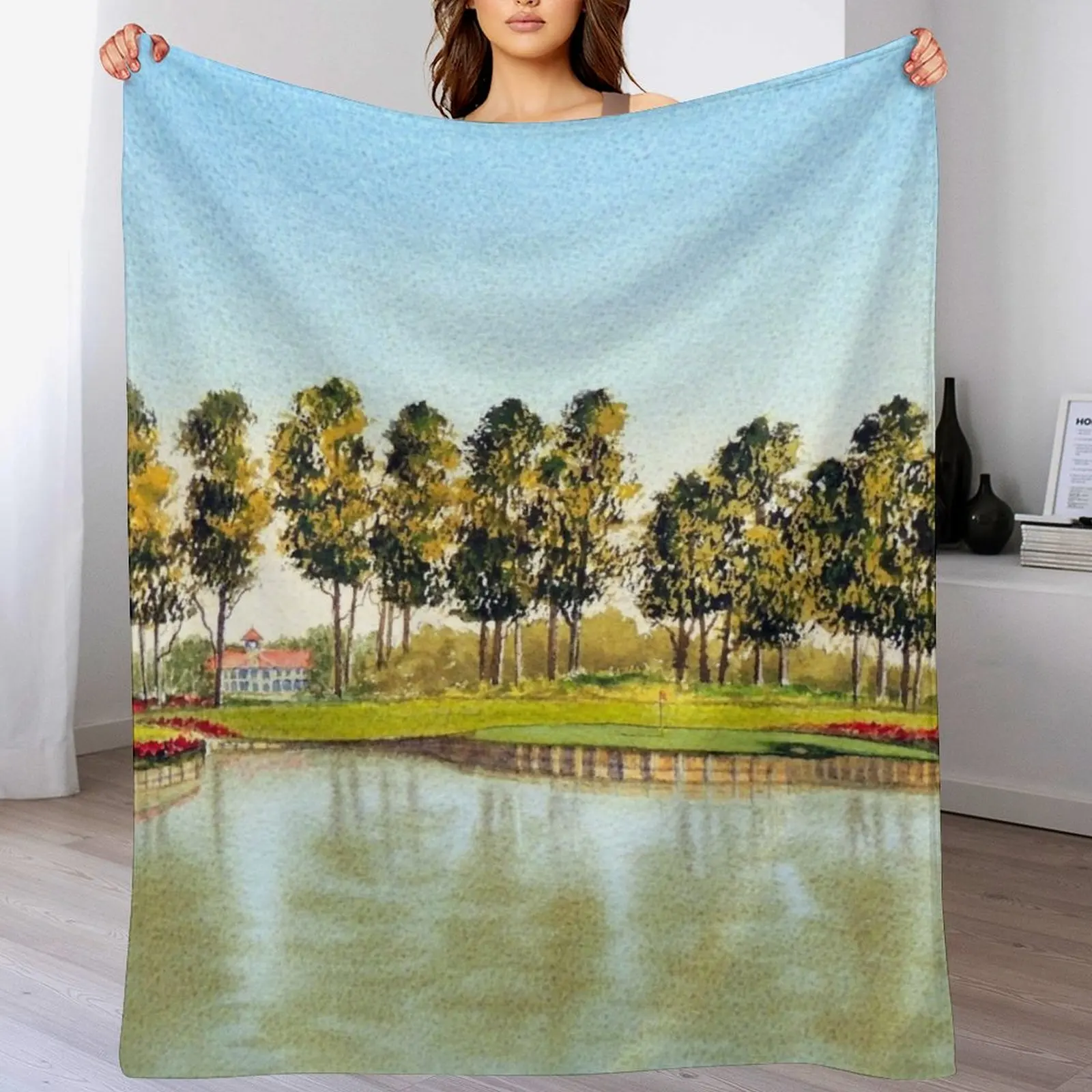 Sawgrass Golf Course Hole 17 Throw Blanket Custom Luxury St funny gift Soft Plush Plaid Blankets