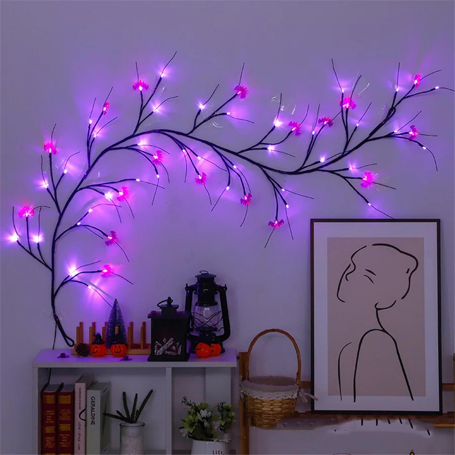 LED Remote Bat Spider Pumpkin Lâmpada ao ar livre impermeável, 8 modos, guirlanda, luzes de corda para casa, festa de Halloween, decoração da parede, novo, 2023