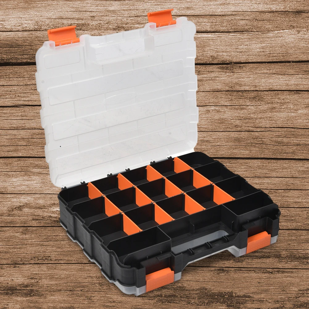 Scatola degli attrezzi a doppio lato Scatola portaoggetti per hardware Scatola degli attrezzi in plastica a doppio lato Contenitore per cassetta degli attrezzi per viti Dadi Chiodi Bulloni