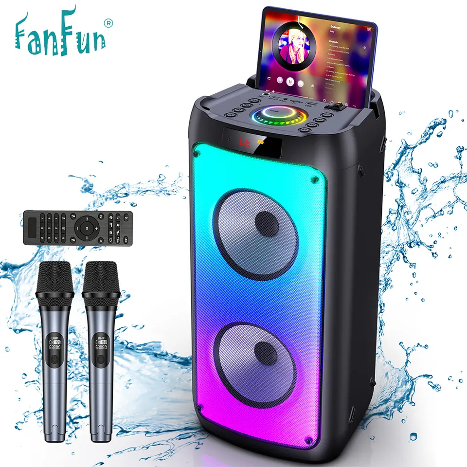 Bluetooth Karaoke Speaker with 2 Microphones & LED Party Lights