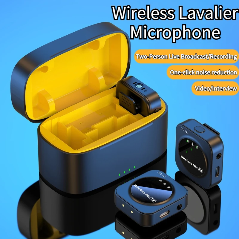 

New 2.4G Wireless Lavalier Microphone 50M Transmittion Bluetooth Charging Base for IOS Type C Camera Noise Reduction