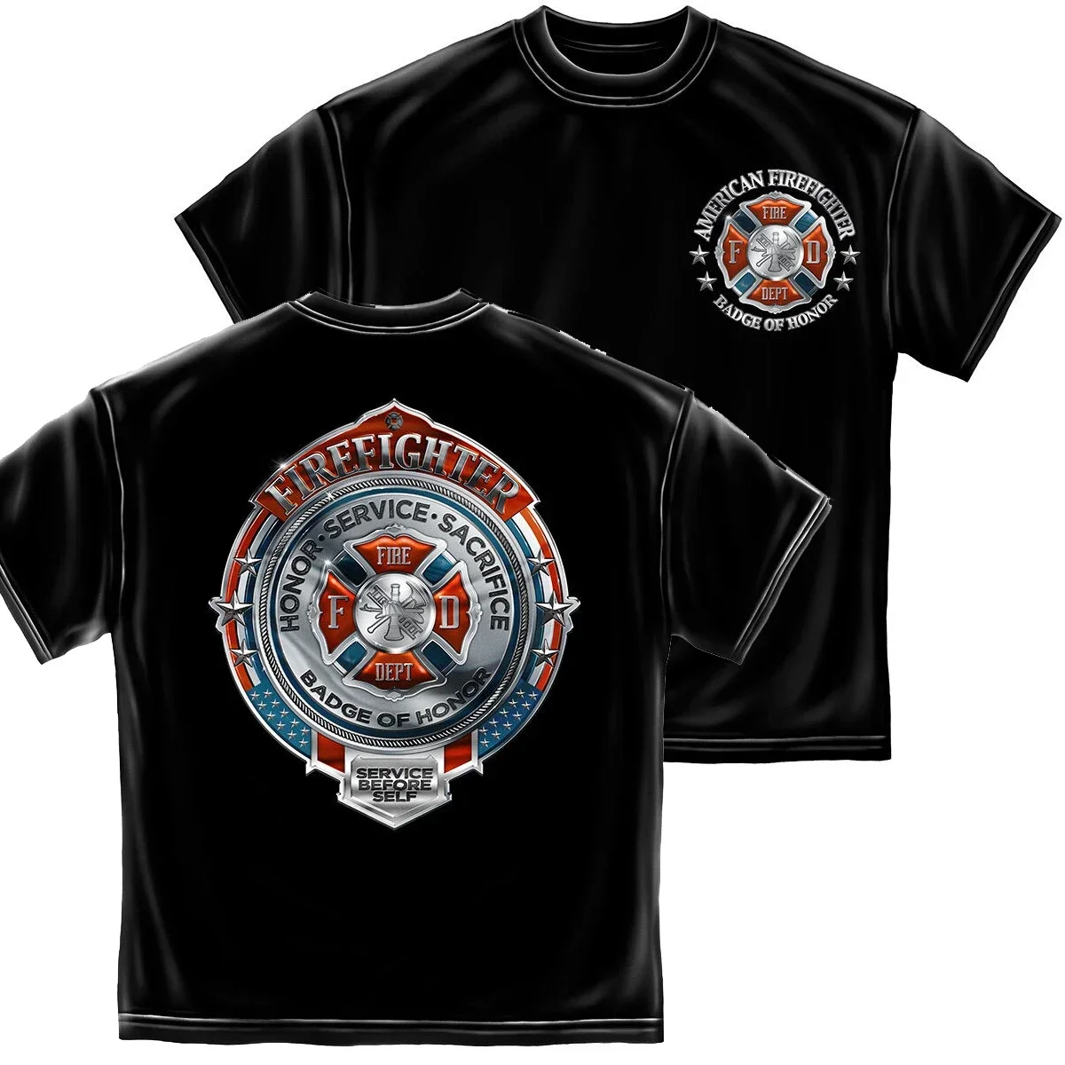 American Firefighter Badge of Honor Fire Rescue Fireman Gift T-Shirt 100% Cotton O-Neck Summer Short Sleeve Casual Mens T-shirt