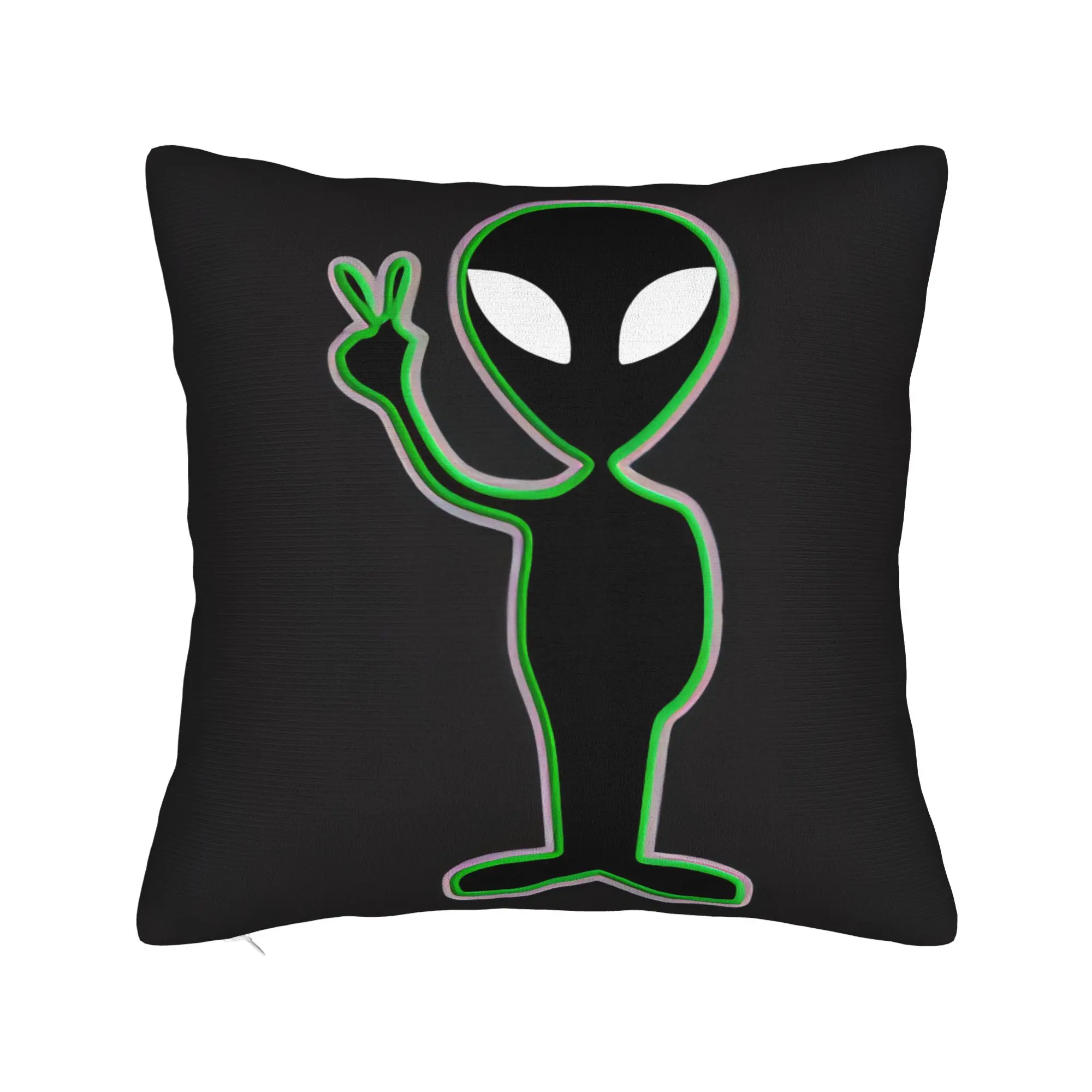 UFO We Come In Space Alien Pillow Cover  Funny Pillow Case For Living Room Bed Chair Soft Pillowcases Gift