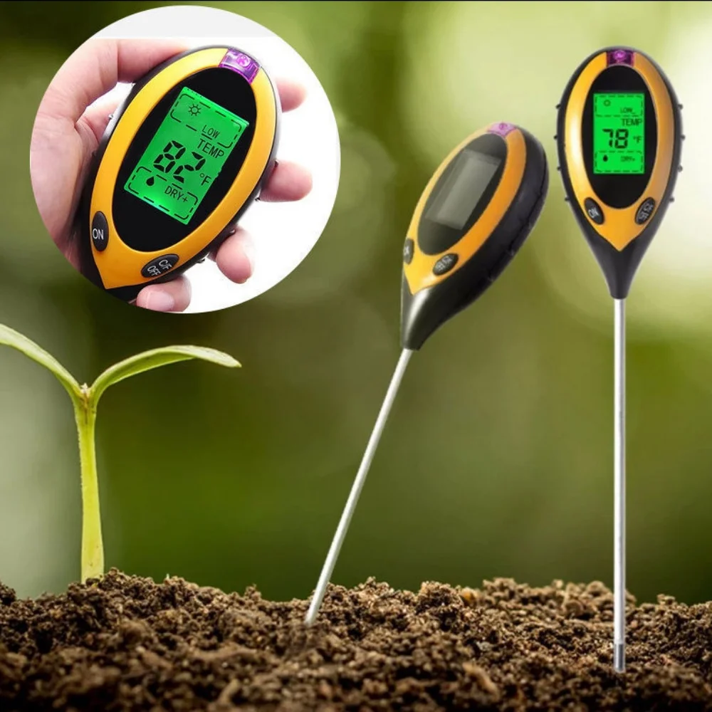 4 in 1 Soil PH Meter Tester Soil Tester PH Moisture meter Temperature Sunlight Intensity measurement Analysis Soil Acidity Test