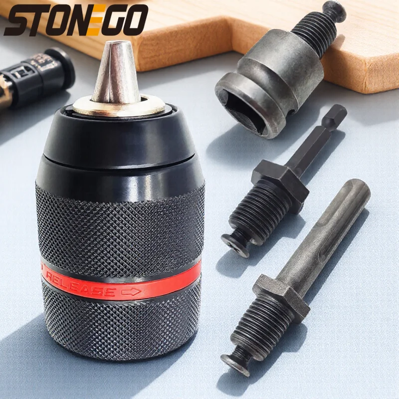 

2mm to 13mm Ratchet Wrench Adapter Set 4Pcs Metal Self Locking Chuck Converter for Electric Drill Hammer Power Tool Accessories