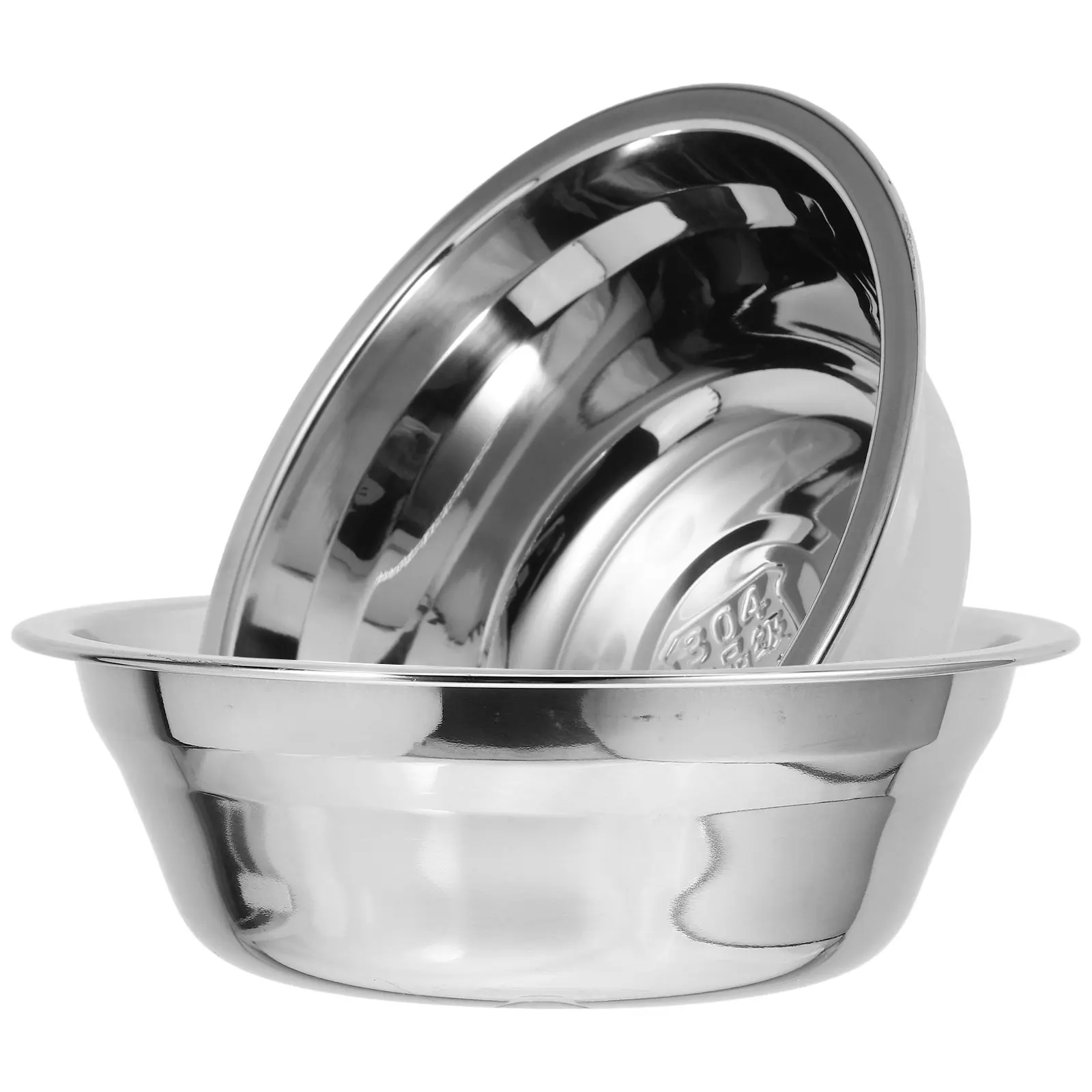 

2 pcs Stainless Steel Mixing Bowls Large Capacity Kitchen Vegetable Basin Thickened Round Storage Serving Metal Safe