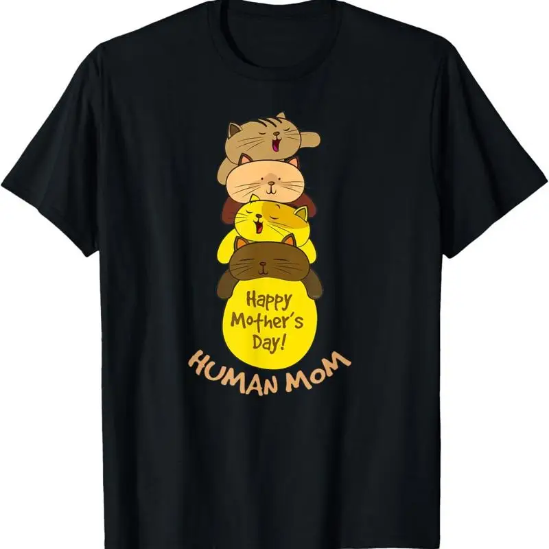 Happy Mothers Day Human Mom Sleeping Cats T Shirt