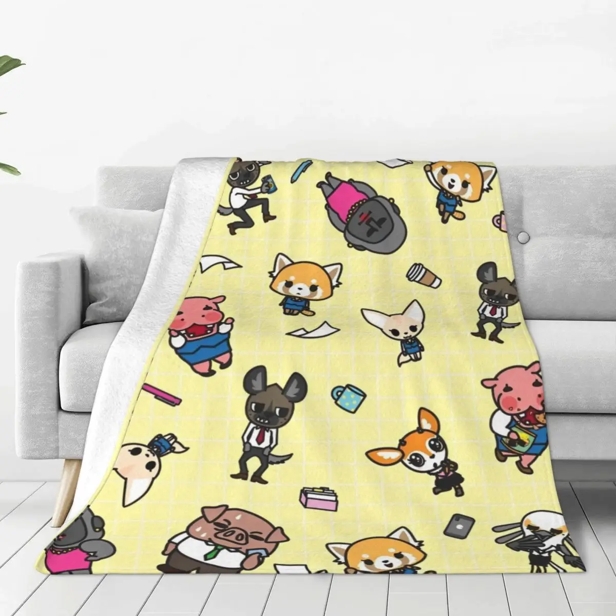 Aggretsuko Blanket Quality Soft Throw Blanket Autumn Travel Couch Chair Pattern Bedspread