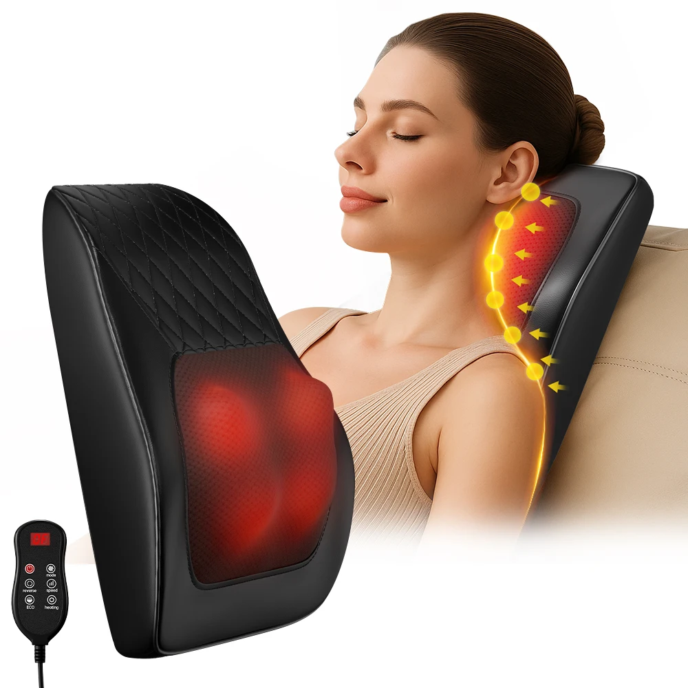 

Back Massager Neck Massager with Heat 3D Kneading Massage Pillow for Relax Neck Back Shoulder Legs Gifts for Men Women Mom Dad