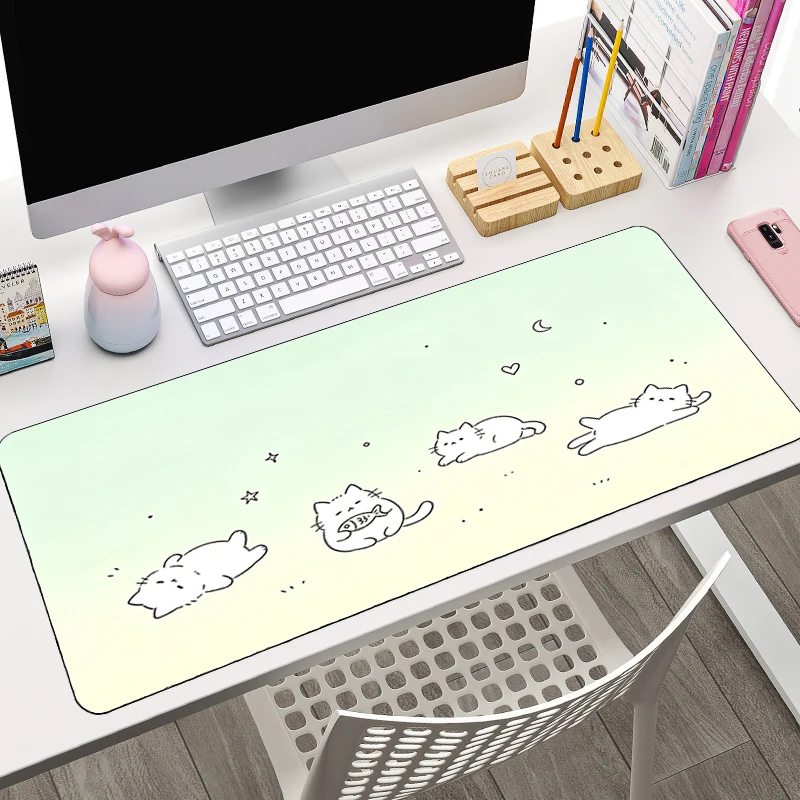 Low pixel cartoon Mouse pad HD Print Cute Cat Office Computer Desk Mat Game Keyboard Pad Large Gaming MousePad Decoracion carpet