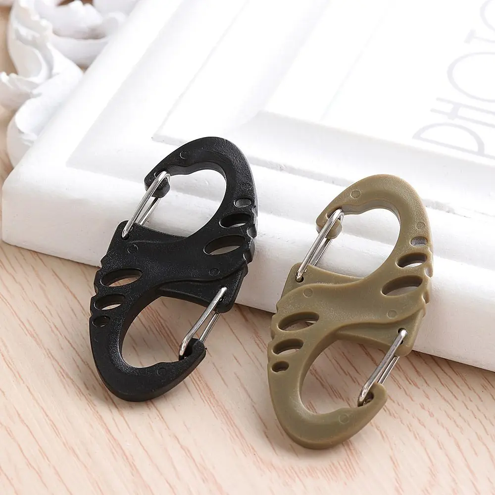 5/10 PCS Portable Outdoor Climbing Hook S Type Carabiner Dual Buckle Mini  Keychain Outdoor Camping Plastic Steel Climbing Hook