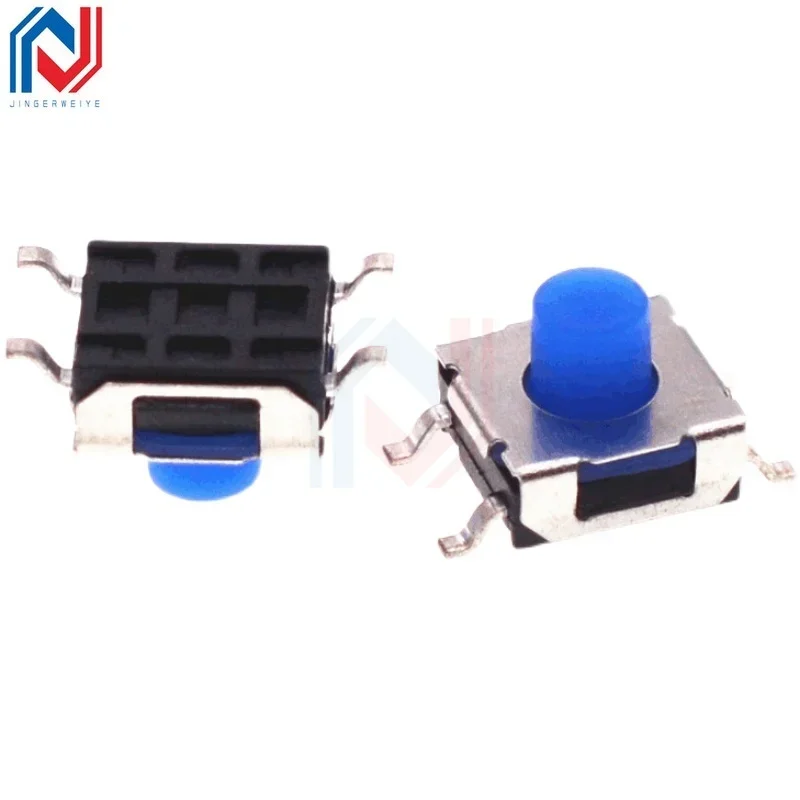 20pcs/Lot Size 6 * 6mm Touch Switch Patch Four-Legged Silicone Blue Head 6*6*3.1/3.4/3.5 MMCB Panel Patch Button