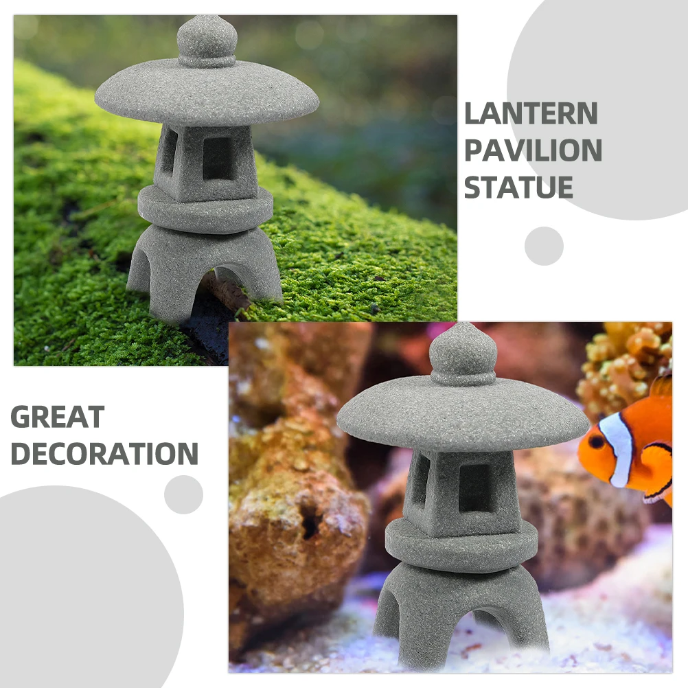 

4 Pcs Lantern Stone Statue Japanese Zen Garden Decor Mini Ornaments Retro Pagoda Sandstone Figurines Table Decor