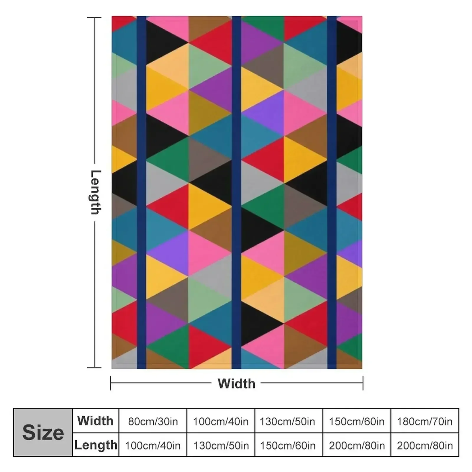 Geometric Bright Multi Colour Pattern Throw Blanket Custom for winter Sofa Throw Soft Plush Plaid Bed Fashionable Large Blankets
