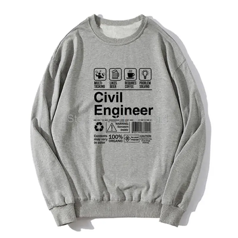 Civil Engineer Product Label Funny Gift Hoodie Men Fleece Sweater Hip Hop Sweatshirts Streetwear Harajuku