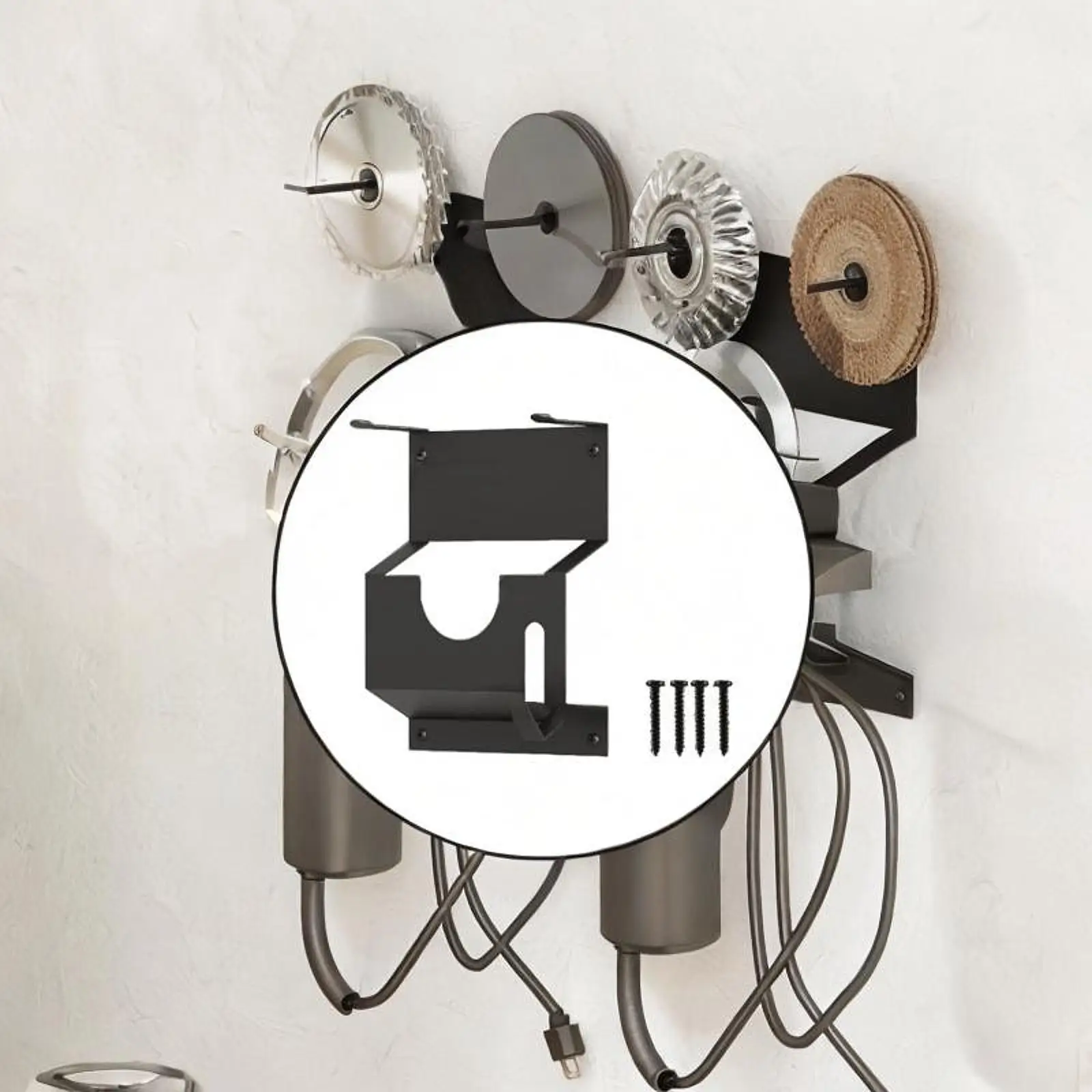 

Держатель угловой шлифовальной машины с крючком для шнура. Угол органайзера для тяжелых условий эксплуатации.