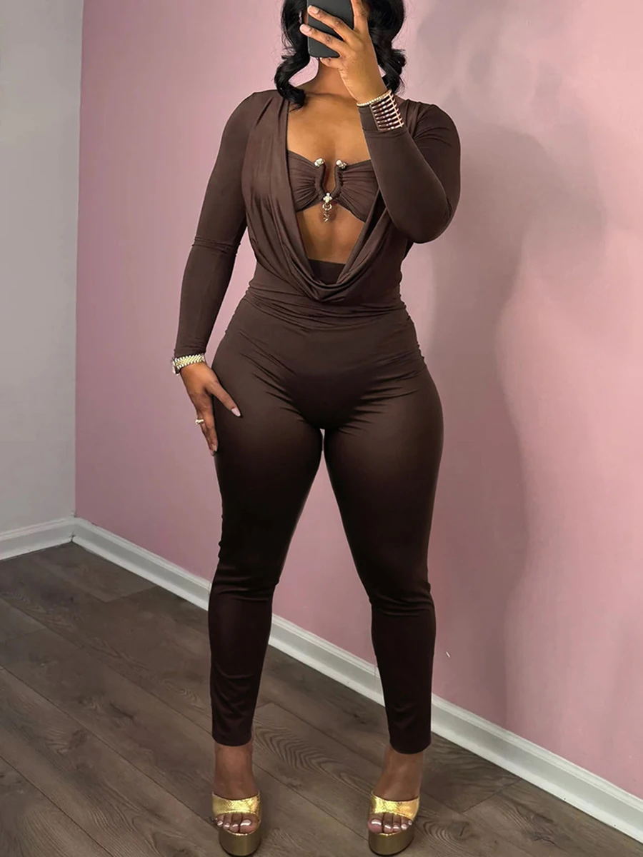 ZIML الصلبة سليم صالح مزاجه حللا للنساء ساحة طوق كم طويل عالية الخصر السراويل بذلة غير رسمية الإناث جديد