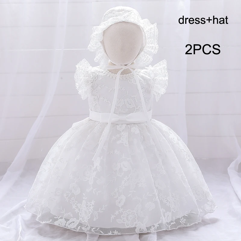 Toddler Baptism White Wedding Baby Dress for Girls Flower 1st Birthday Newborn Party Princess Dresses Evening Christmas Costumes