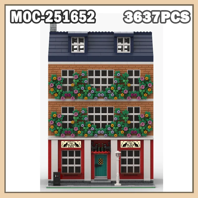 

Конструктор MOC-251652: Ирландский паб «Две черные кошки», серия MOC «Современный городской пейзаж», модульная архитектура, креативные игрушки, 3674 детали