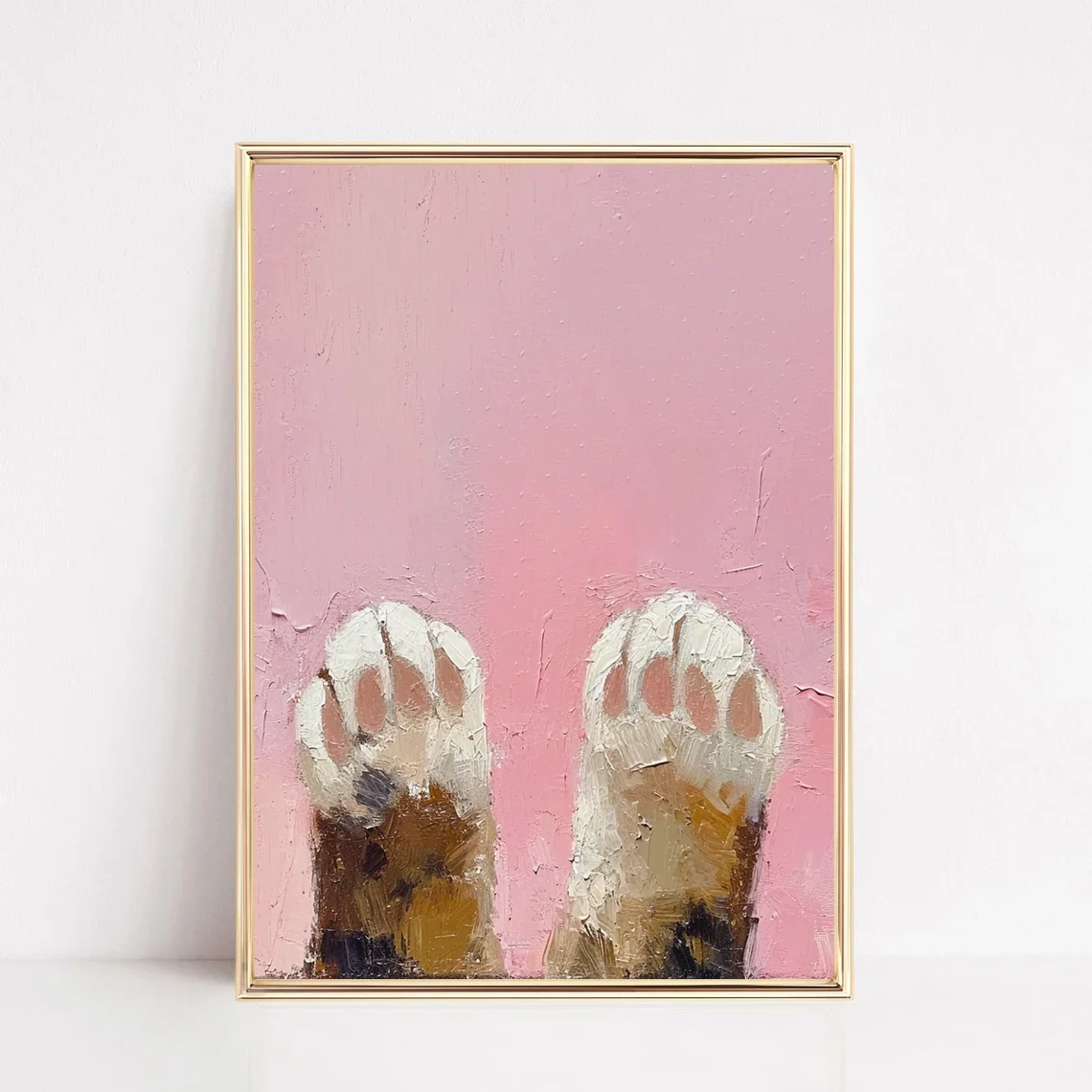Cat Paws Pink Print Animal Preppy Poster Toe Beans Maximalist Painting Modern Boho Wall Art Girly Dorm Tween Teen Room Decor Fra