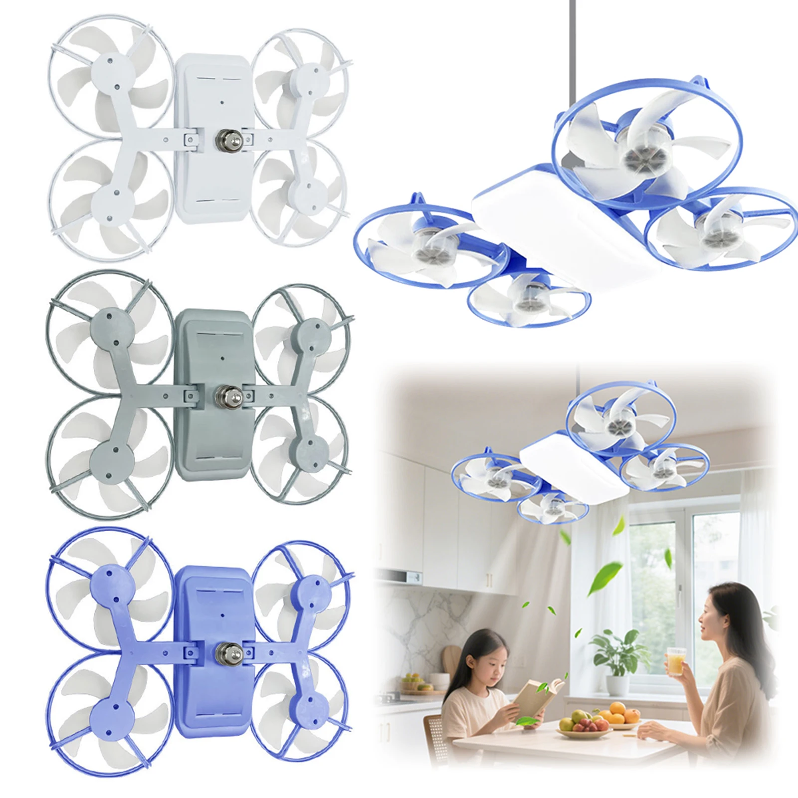 Drone Style Light Fan with Extension Rod & Remote Control Drone Inspired Led Ceiling Fan Light for Bedroom Living Room Office