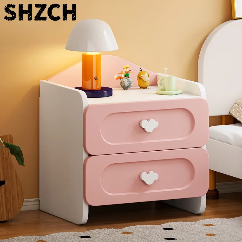 Modern Double Drawers Nightstand Kid Cute Dressing Bedside Table Household Multifunctional Girl Small White Cabinet Furniture