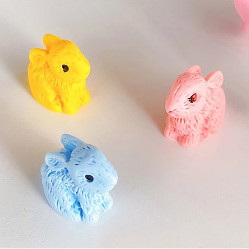 

5pcs DIY Craft Decoration Mini Resin Rabbit Figurines Farm Animal Miniature Fairy Garden Micro Landscape Ornament