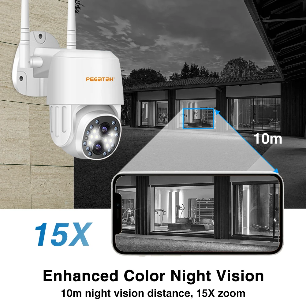 Outdoor Waterproof Dual Lens Surveillance IP Camera, AI Human Detection, Night Vision, Video Security, WiFi PTZ Cameras 15X Zoom