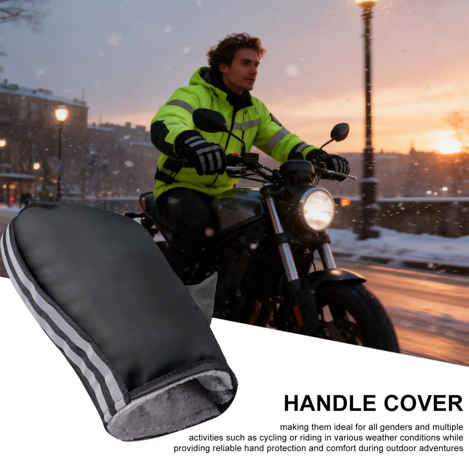 

Motorcycle Warm Gloves Handle Warm Waterproof Windproof Muffs with Reflective Strips Motorcycle Handlebar Muffs for Road