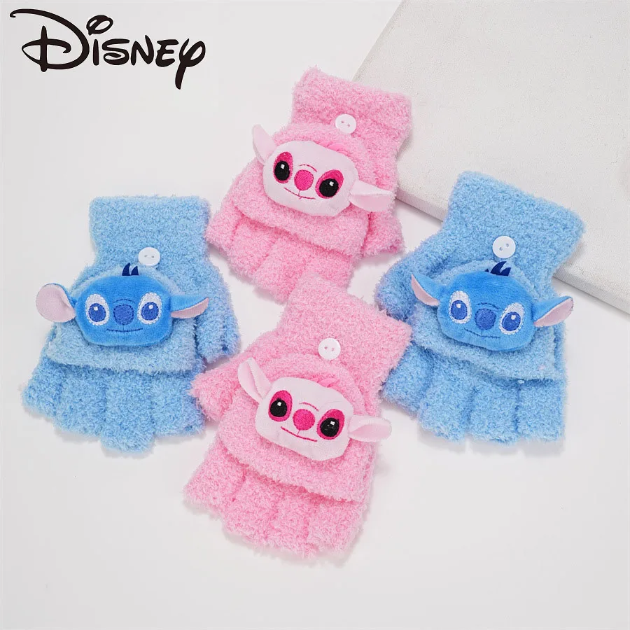 

2024 New Disney Stitch Gloves Autumn and Winter Warm Anime Coral Velvet Warm Outdoor Children's Five-Finger Gloves Mike Wazowski