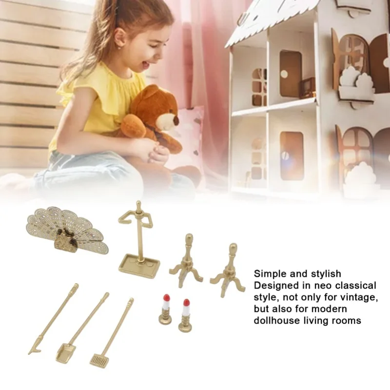 인형의 집 벽난로 액세서리 세트 장식용 인형의 집 미니어처 가구 액세서리 1/12 인형의 집 장식용
