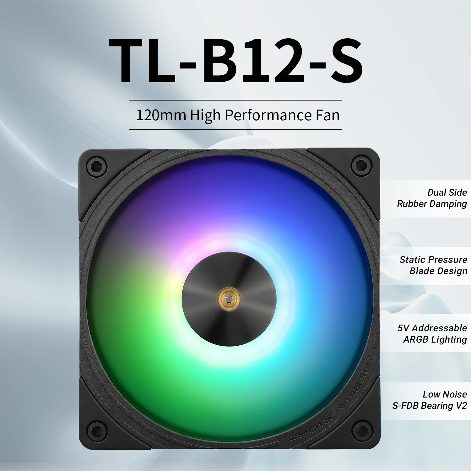 

Thermalright 120mm Case Fan TL-B12-S/B12W-S/B12R-S/B12RW-S CPU Cooling Fan ARGB 120mm Static Pressure Optimize Ultra Thin Fan