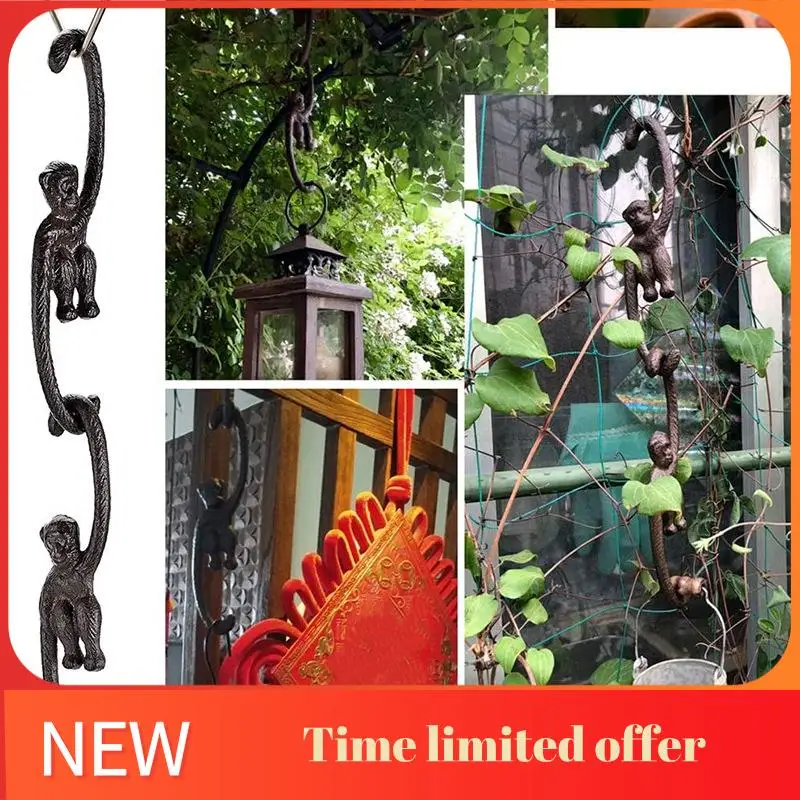 

ABRN-1 Set Of 4 Heavy Duty Cast Iron S Monkey Hooks - 8 Inch Decorative Metal Plant Hooks Hangers S Shaped Bracket