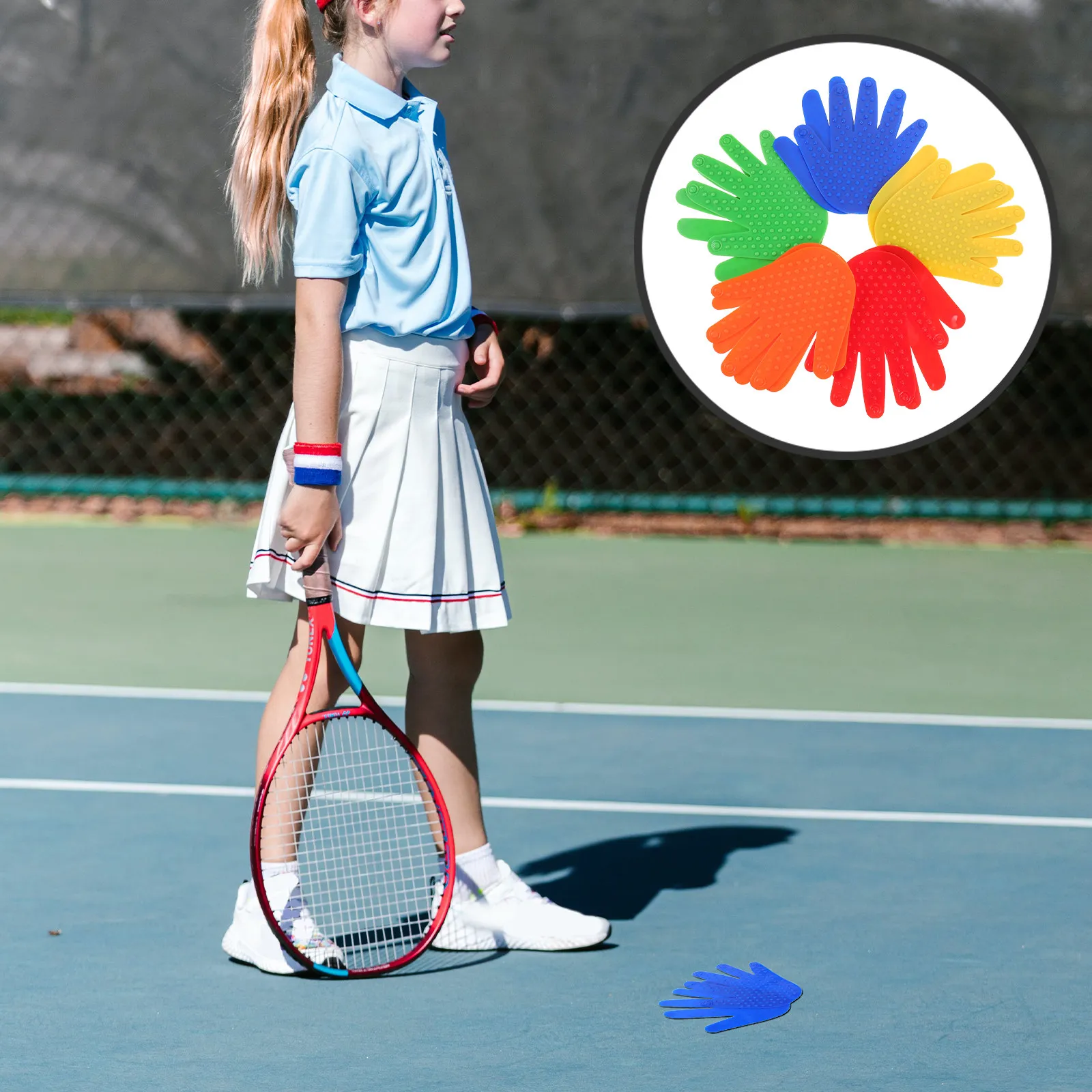5Pairs Reusable Hand Shape Carpet Markers Tough PVC Spot Markers for Gym Floor Tennis Court Agility Training Classroom Home