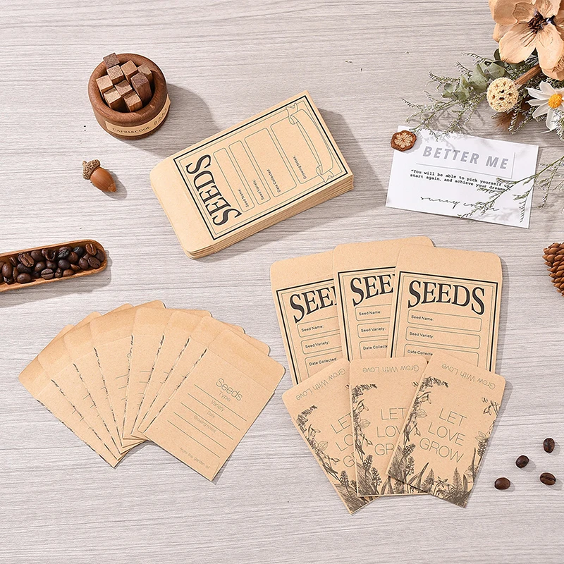 

100PCS Seed Packets Envelopes Self Sealing Kraft Small Seed Envelopes For Seed Storage Resealable Seed Saving Envelopes