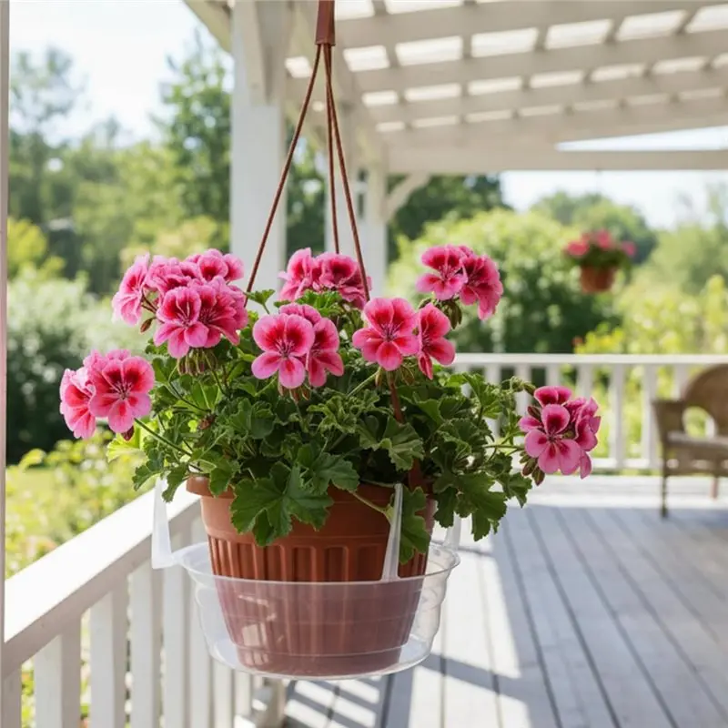 Round Hanging Plant Tray Saucer With Built-In Hooks& Water Catcher- Clear Drip Pan For Hanging Baskets For Indoor/Outdoor-[Charl
