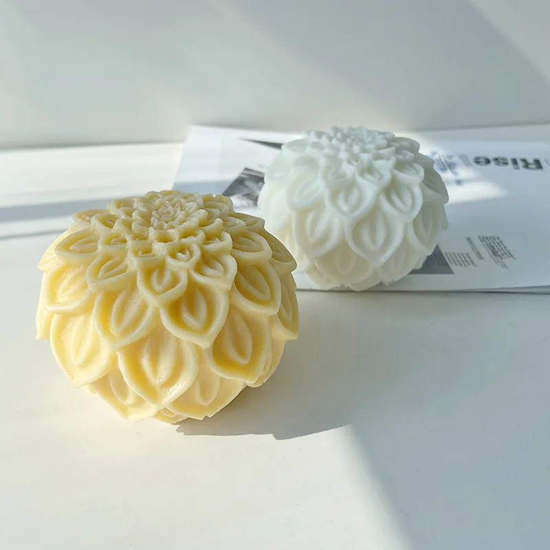 3d Flower Ball Candle Silicone Mold Diy Flower Candle Gypsum Resin Mold Spherical Decorative Handmade Soap Mold New