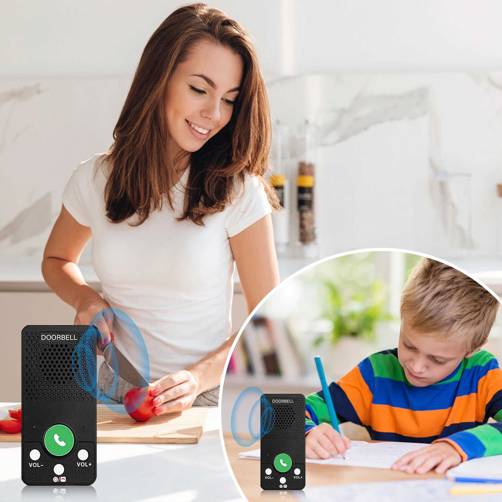 Full Duplex 2 Way Intercom with 4 Chimes 8 Volume Levels Hands-Free Wireless Intercom System for Home House Office